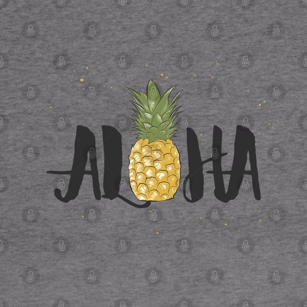 Aloha Typography Hawaiian Summer Pineapple Design by Mia_Akimo